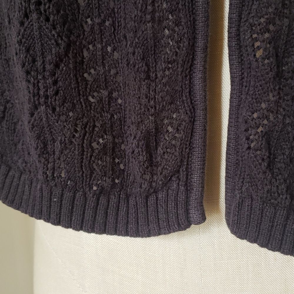 Vintage Gray Crochet Swing Cardigan Cropped Bell Quarter Sleeve Sweater • Small - Picture 13 of 16